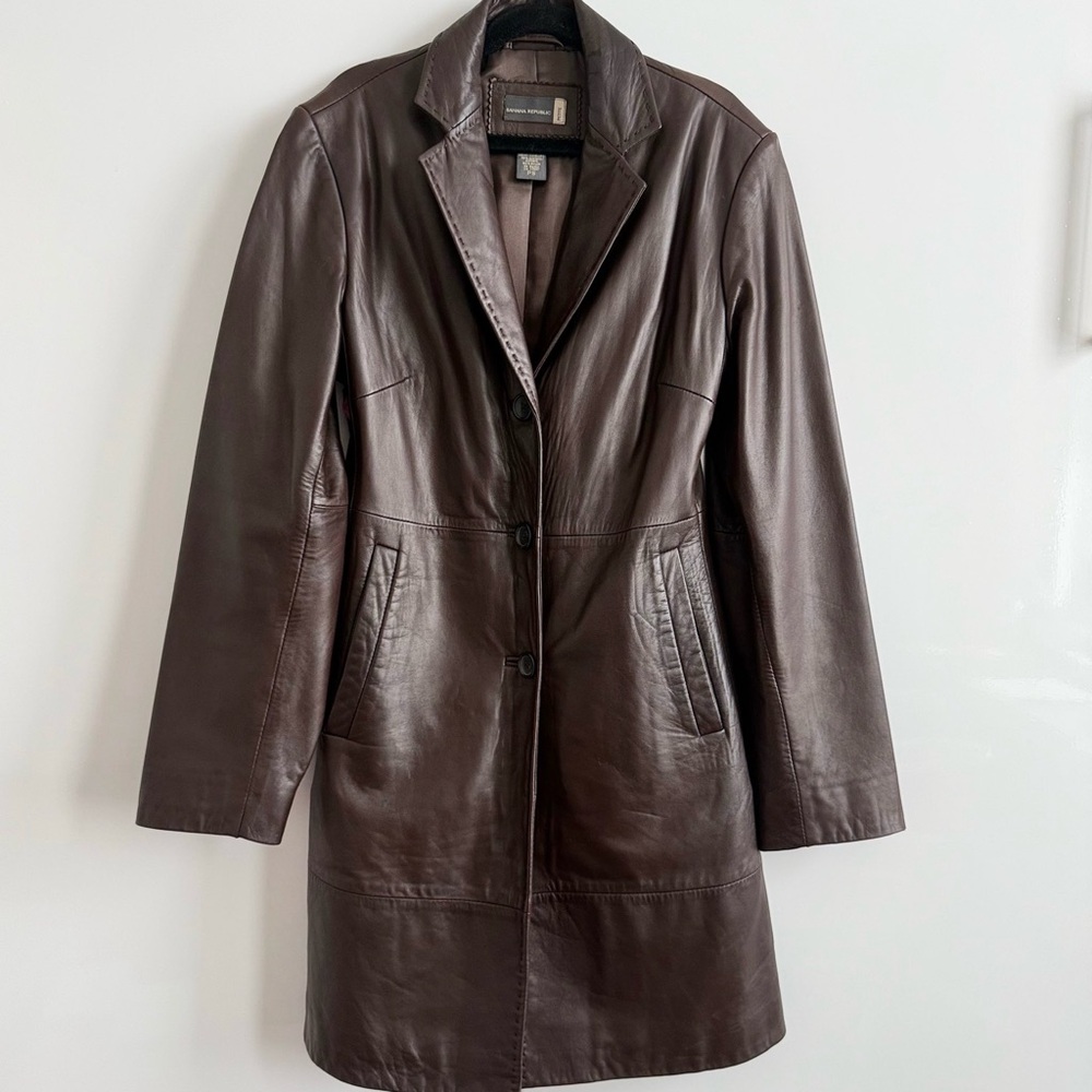 Women's Vintage Leather Banana Republic Mid-Length Coat